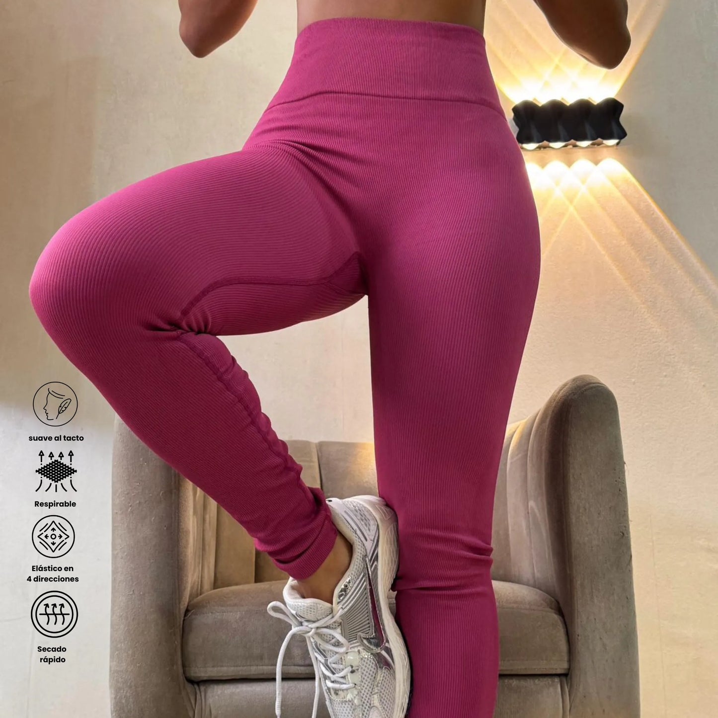 Leggings deportivos Seamless rosa para mujer