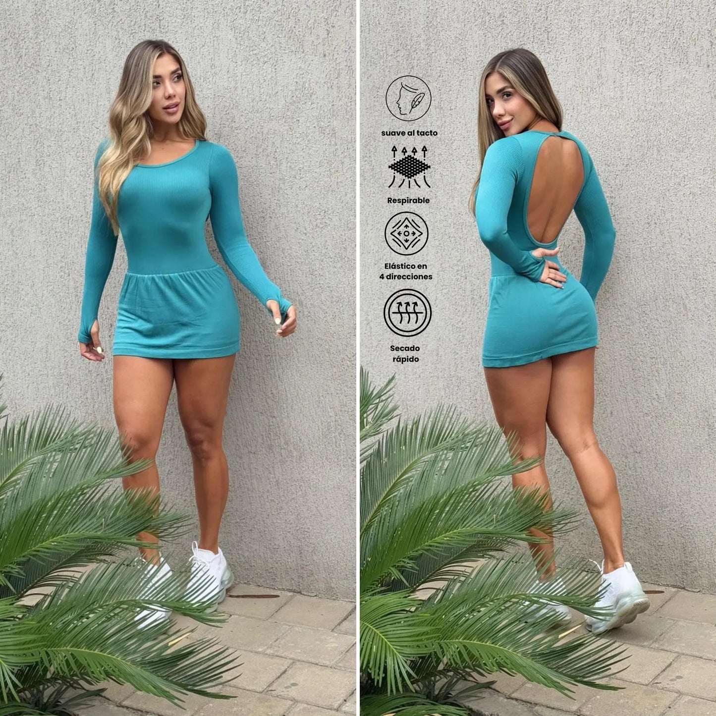 Vestido falda short mujer seamless